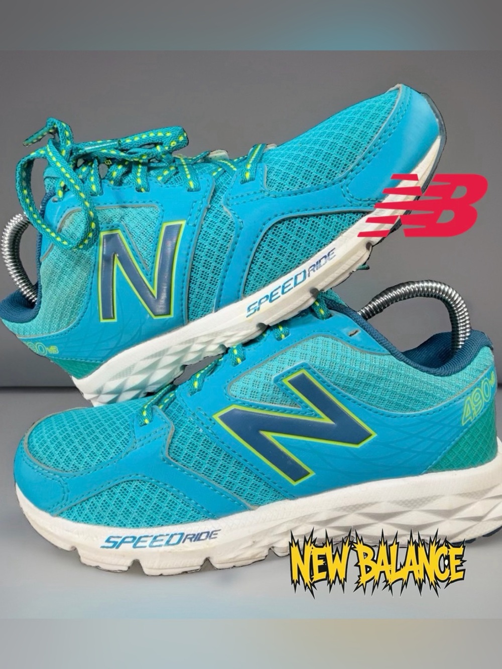 New Balance 490 v3 W490LT3 Womens 6 B Teal Blue Running Shoes SpeedRide Good